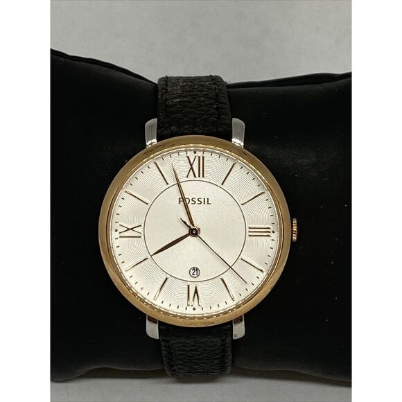 Fossil ES3842 Women's Black Leather Analog Dial Quartz Wrist Watch CM722 - Picture 3 of 12